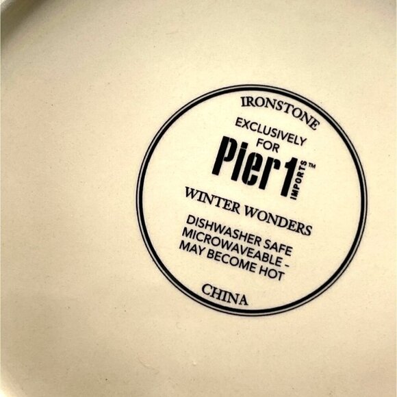 Pier 1 Winter's Wonder Holiday Christmas Ironstone Dinner Cereal Soup Bowl 8" - Picture 6 of 7